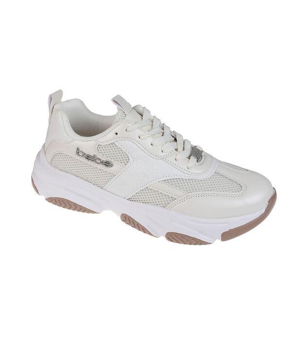 ベベ レディース シューズ スニーカー Bebe Womensneaker with Chunky Outsole and Mixed Material Upper Offwhite オフホワイト 15,680円