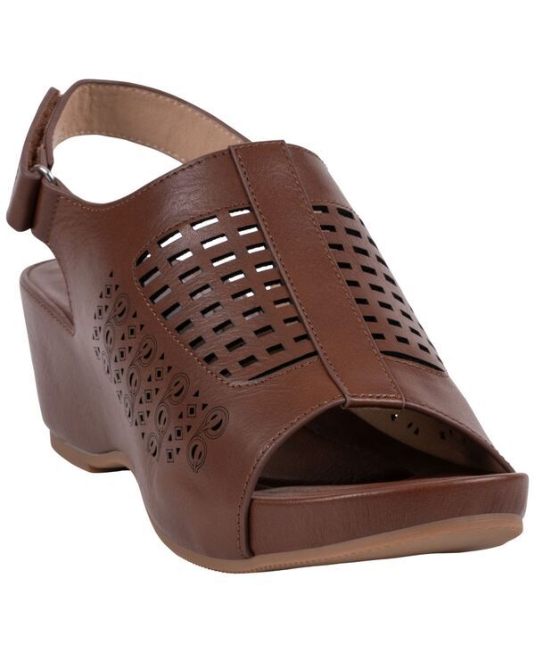 ジーシーシューズ レディース サンダル GC Shoes Womens Mahina Perforated Wedge Sandals Brown ブラウン