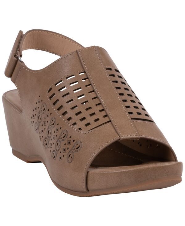ジーシーシューズ レディース サンダル GC Shoes Womens Mahina Perforated Wedge Sandals Ivory アイボリー