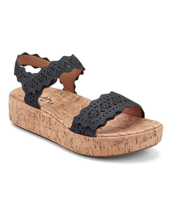 アース レディース シューズ サンダル プラットフォーム レザー Earth Womenslataleather Platform Footbed Sandals Dark Blue Nubuck ブ