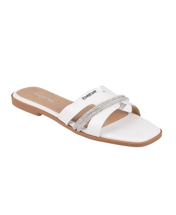 ベベ レディース シューズ サンダル Womens Fashion Sandal with Rhinestone Detail and bebe Rivet White ホワイト