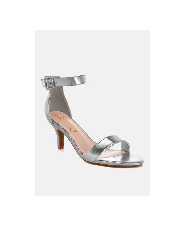 ロンドンラグ レディース シューズ サンダル ヒール London Rag Womens Yuti Glossy Kitten Heel Sandal silver polyurethane シルバー