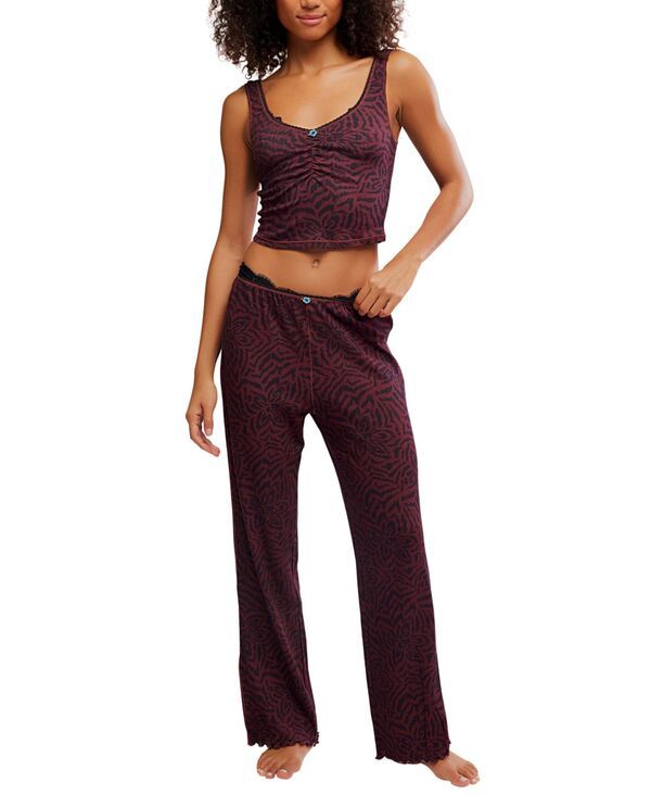 フリーピープル レディース アンダーウェア ナイトウェア プリント Free People Womens Fresh In Love Printed Lounge Set Black Combo ブラ