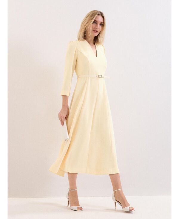 フェイズ・エイト レディース トップス ワンピース ミディ Phaseight Womens Danielle Belted Midi Dress Pale yellow イエロー