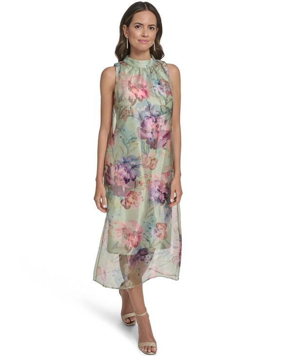 ヴィンスカムート レディース トップス ワンピース モックネック プリント ミディ オーバーレイ Vince Camuto Womens Printed Overlay Mock Neck Midi
