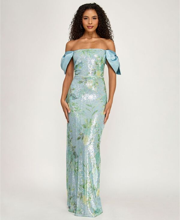シティー スタジオ レディース トップス ワンピース フラワー柄 サテン スパンコール フラワー City Studios Juniors Floral Sequin Satin Off the Sh