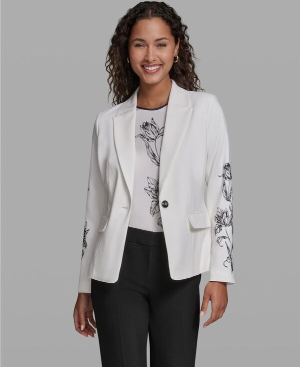 カール ラガーフェルド レディース アウター ジャケット・ブルゾン フラワー柄 クロップド フラワー KARLAGERFELD PARIS Womens Floral Arm Detail Cropp