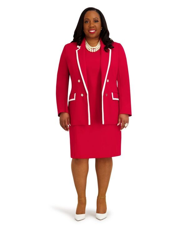 カスパール レディース アウター ジャケット・ブルゾン Kasper Womens DoubleBreasted Colla red Jacket CrimsonCream クリーム