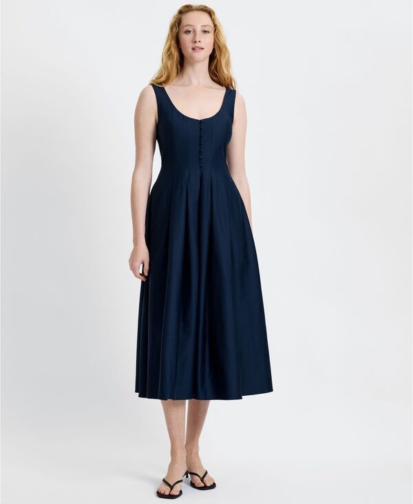 フレンチコネクション レディース トップス ワンピース ミディ サテン French Connection Womensatin Fit And Flare Scoop Neck Midi Dress