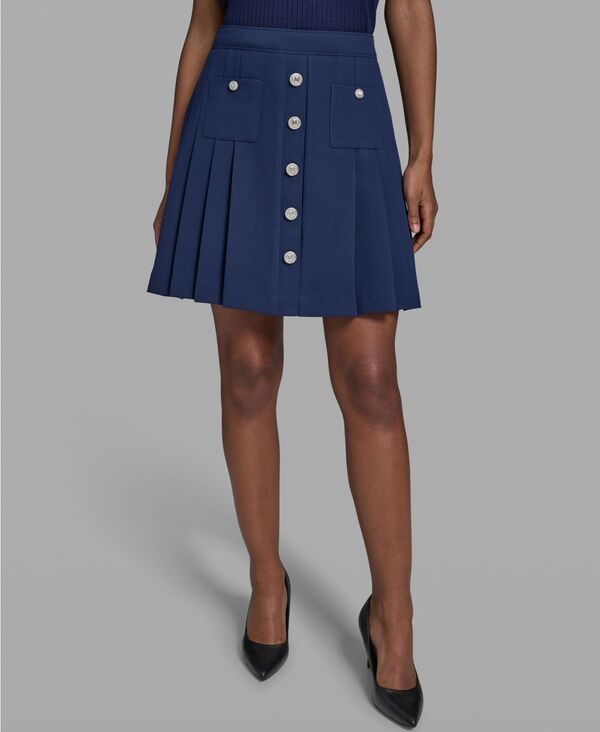 カール ラガーフェルド レディース ボトムスカート プリーツ KARLAGERFELD PARIS Womens Pleated Skirt Naval Academy