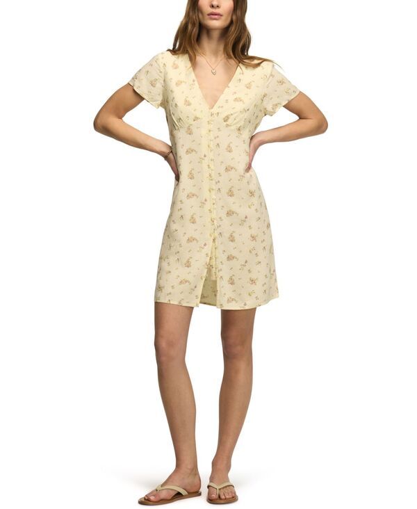 ラッキーブランド レディース トップス ワンピース Vネック プリント ミニ Lucky Brand Womens Printed VNeck Mini Slip Dress Yellow Flora