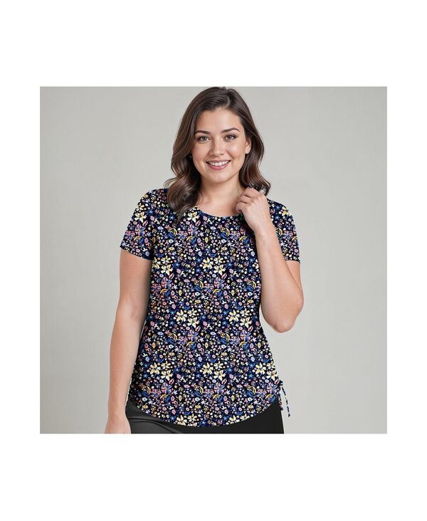 カリプサ レディース 水着 トップのみ プラスサイズ Calypsa Plusize UPF 50 Short Sleeve Adele Swim Top Evening blossoms