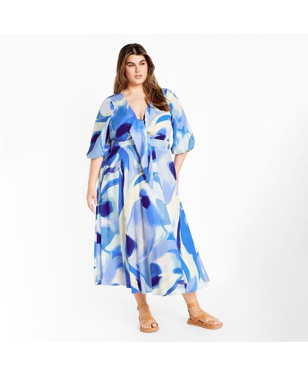 シティーシック レディース トップス ワンピース プリント CITY CHIC Womenswirl Tie Print Dress Print