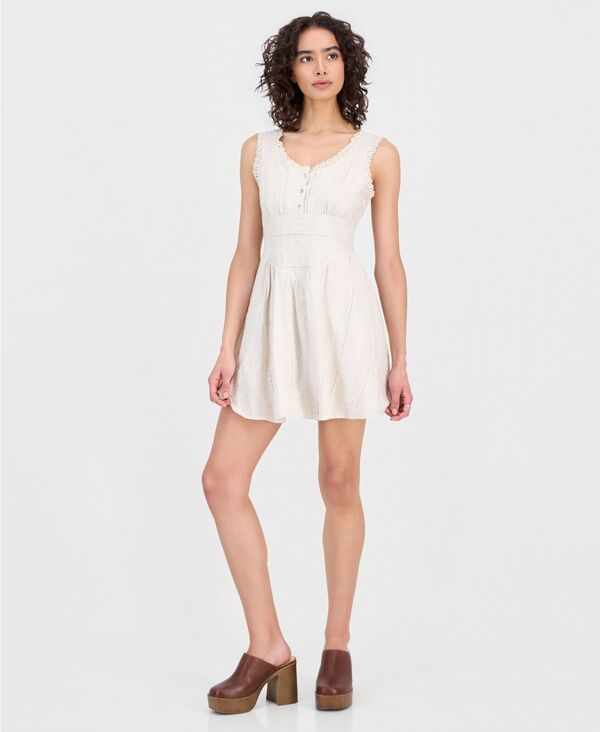 アンドノウディス レディース トップス ワンピース ミニ 刺繍 And Now This Womens Embroide red CrochetTrimini Dress Tan タン
