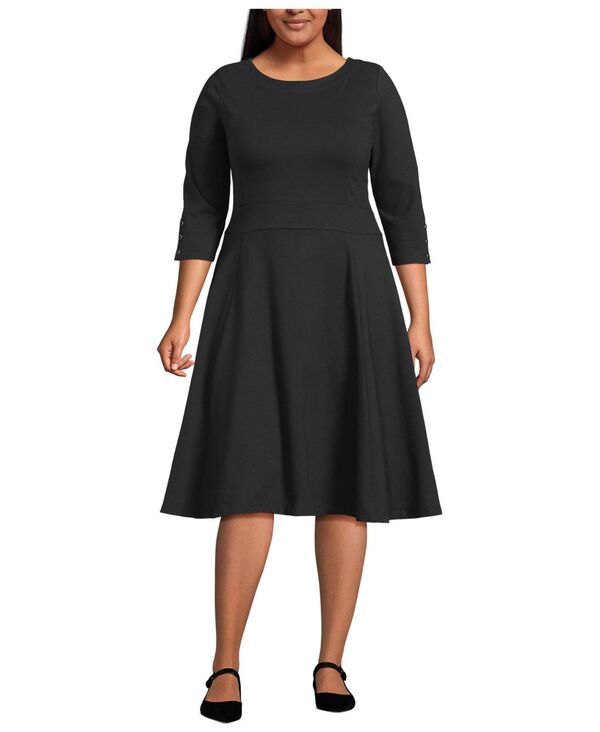 ランズエンド レディース トップス ワンピース プラスサイズ Lands End Plusize Starfish 34 Sleeve Dress Black ブラック