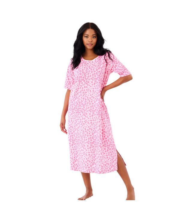 ドリームスアンドコー レディース アンダーウェア ナイトウェア シャツ Dreams Co Womens Dreams and Co Long Taglessleepshirt Pink leopar