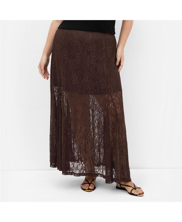 シティーシック レディース ボトムスカート レース マキシ CITY CHIC Womens Lacey Maxi Skirt Chocolate チョコレート