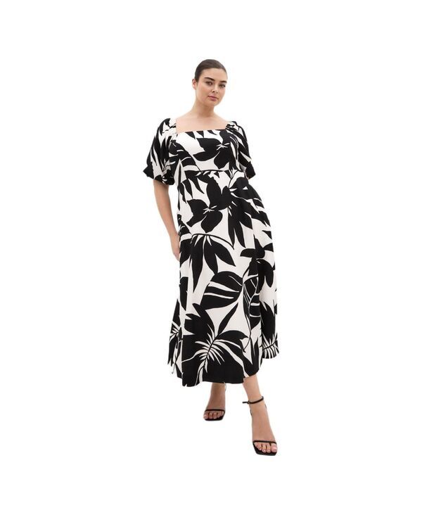 シティーシック レディース トップス ワンピース プラスサイズ プリント マキシ CITY CHIC Womens Plusize Collins Oasis Print Belted Maxi Dr