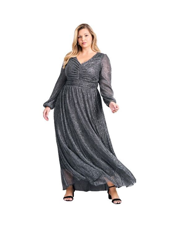 アベニュー レディース トップス ワンピース マキシ AVENUE Womens Lucia Plisse Maxi Dress Gunmetal ガンメタル