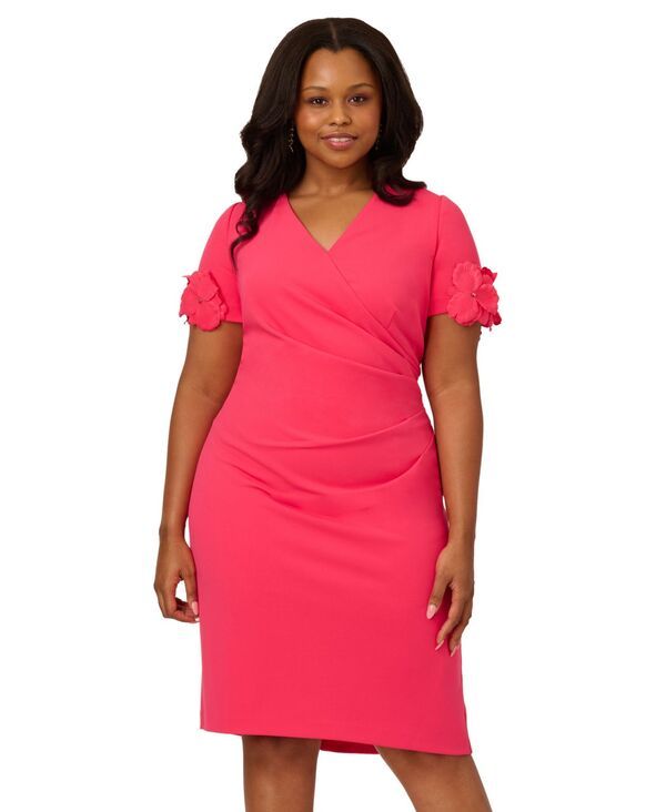 アドリアナ パペル レディース トップス ワンピース フラワー柄 プラスサイズ フラワー Adrianna Papell Plusize Floral Appliqu Sheath Dress Pet
