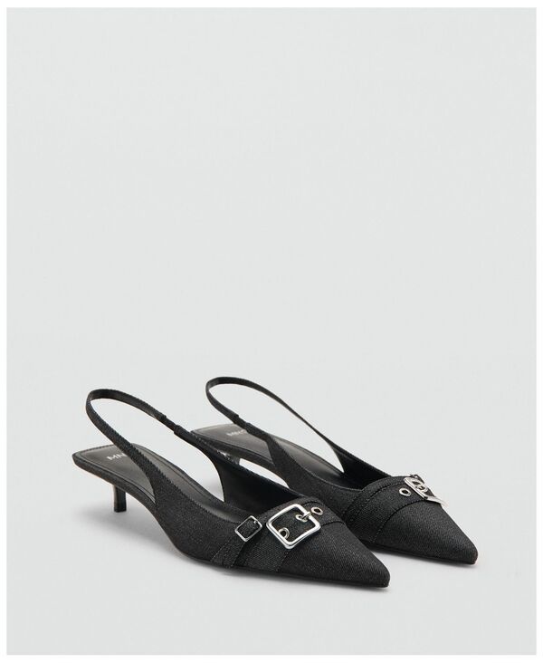 マンゴ レディース シューズ パンプス デニム MANGO Womens Buckle Slingback Denim Shoes Navy ネイビー