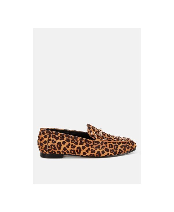 ラグアンドコー レディース シューズ スリッポン・ローファー プリントール Rag Co Womens Meopa Horsebit and Studs Metallic Leopard Print