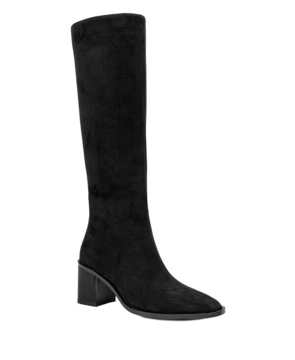 プロローグシューズ レディース ブーツ・レインブーツ ヒール Prologue Shoes Venia Block Heel Boot Women Black suede faux leather ブ