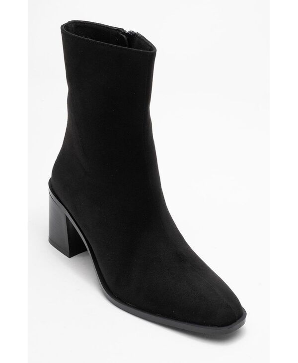 プロローグシューズ レディース ブーツ・レインブーツ アンクル ヒール Prologue Shoes Womens Chara Block Heel Ankle Boot Black suede fa