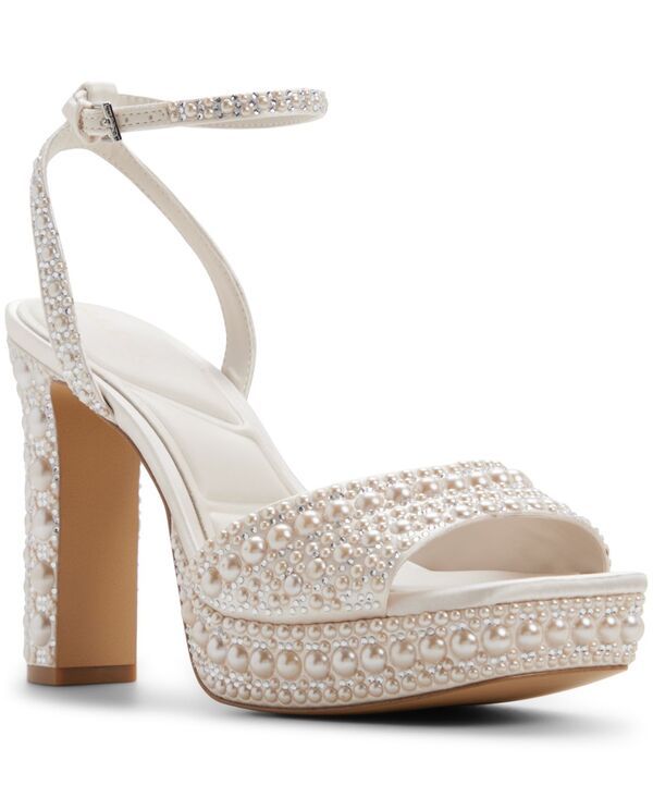 アルド レディース シューズ サンダル ALDO Womens Chicgleam Square Toe Dressandals White Satin Pearl ホワイト