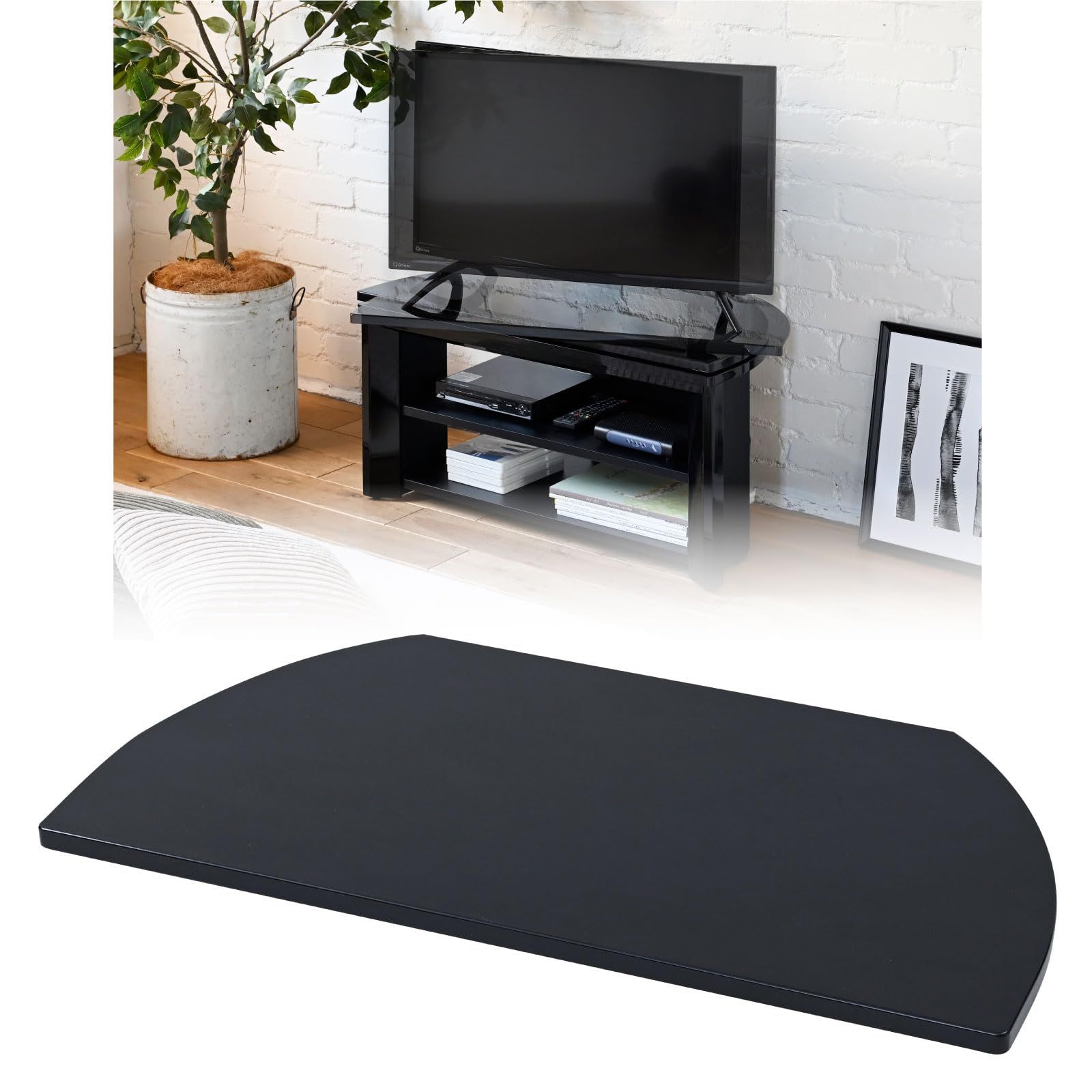 山善(YAMAZEN) テレビ回転台 360度 回転台 テレビ ターンテーブル 幅80×奥行39.5×高さ3cm 完成品 シャイニーブラック SHKE-800(SBK)ｍａ