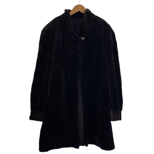エルファー L Fur シェアードミンク 毛皮コート リアルファー ダークブラウン F フリーサイズ レディース