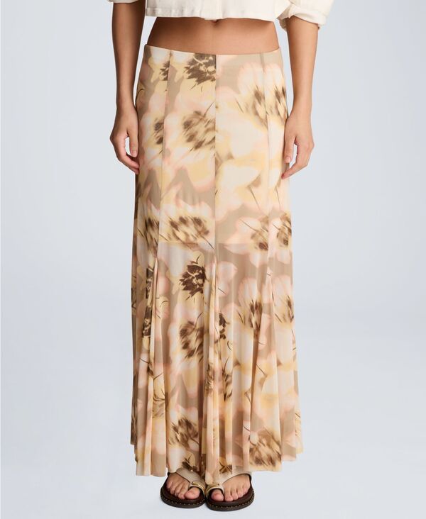 ケネスコール レディース ボトムスカート プリント マキシ Kenneth Cole Womens PullOn Godet Printed Maxi Skirt Pastel Yellow Mult