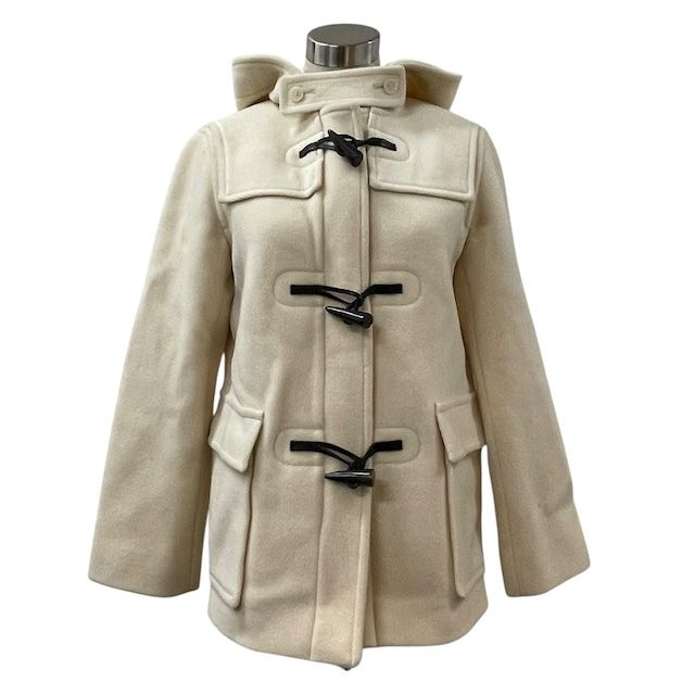 バーバリー BURBERRY ウールダッフルコート アウター ショート丈 アイボリー 40 L相当 レディース