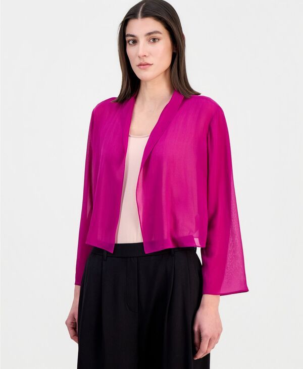 エイリーンフィッシャー レディース アウター ジャケット・ブルゾン シアー シルク Eileen Fisher Womensilk Sheer OpenFront Jacket Berry Bloom