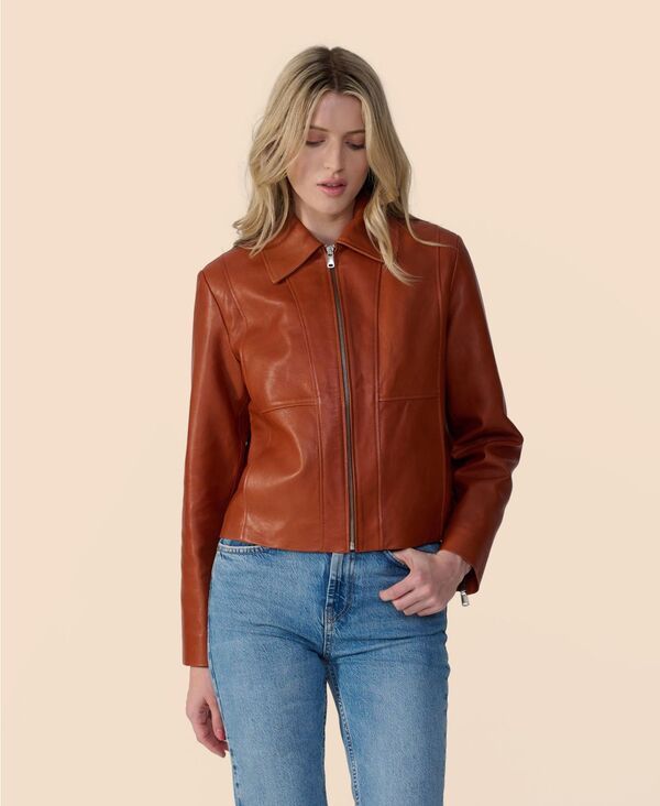 ファーニック UK レディース アウター ジャケット・ブルゾン レザー Furniq UK Womens Classic Leather Jacket Whiskey