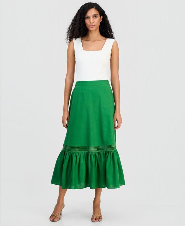 ティー・タハリ レディース ボトムスカート フリル Tahari Womens PullOn RuffledHem Skirt Spring Meadow