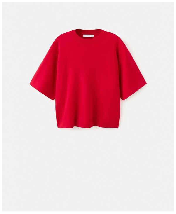 マンゴ レディース アウター ニット・セーター MANGO Womens Oversize Short Sleeve Sweate red レッド