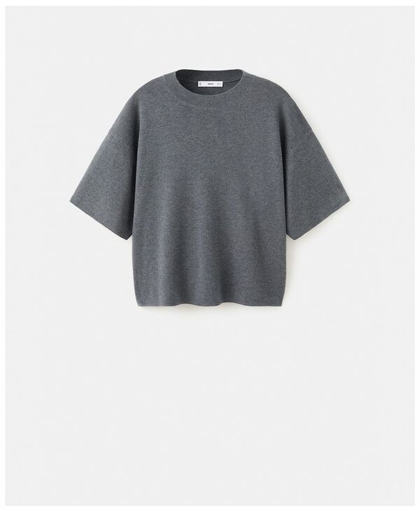 マンゴ レディース アウター ニット・セーター MANGO Womens Oversize Short Sleeve Sweater Charcoal チャコール