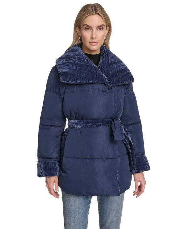 アンドリューマーク レディース アウター コート Andrew Marc Womens Emerson Mixed Media Belted Wrap Coat Lapis 52,680円