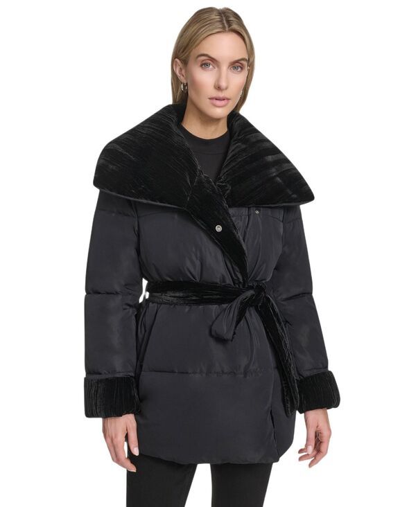 アンドリューマーク レディース アウター コート Andrew Marc Womens Emerson Mixed Media Belted Wrap Coat Black ブラック 52,680円