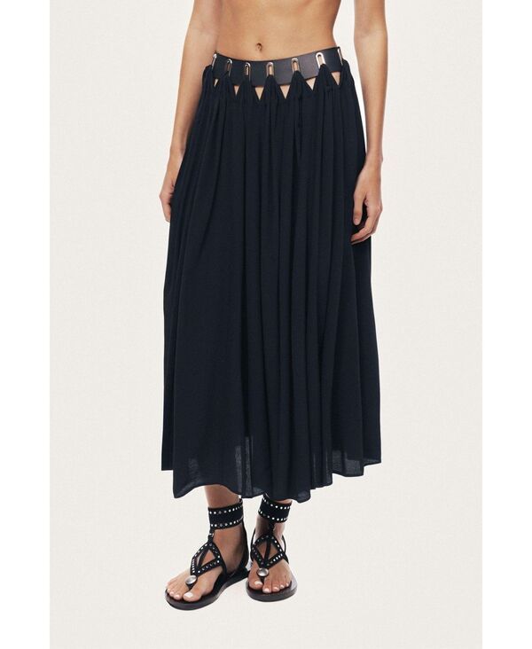 ノクチューン レディース ボトムスカート プリーツ ミディ NOCTURNE Womens Pleated RingDetail Midi Skirt Black ブラック