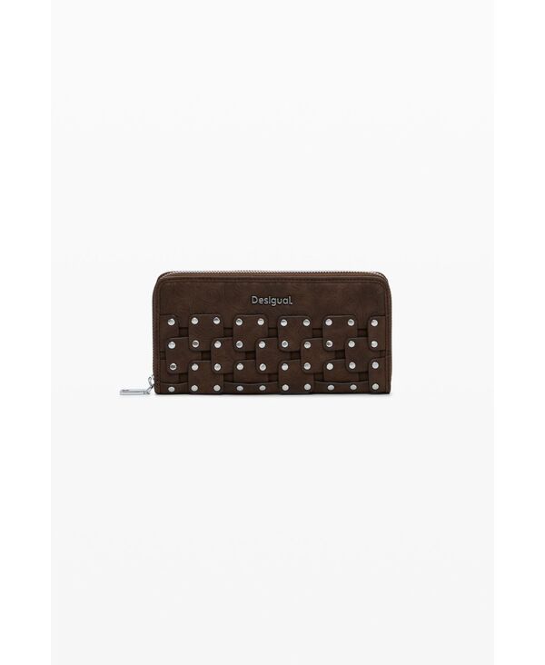 デジグアル レディース アクセサリー 財布 レザー フェイクレザー Desigual Womens Large faux leather studded wallet Dark brown ブラウン