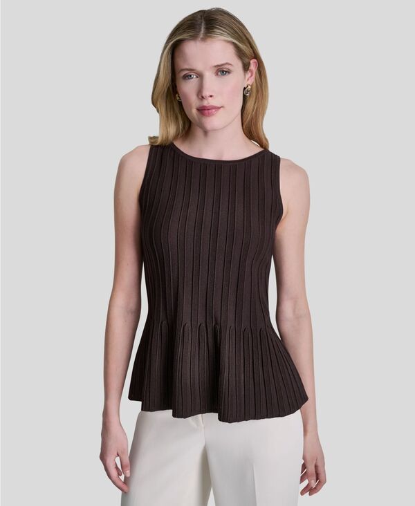 ダナ キャラン ニューヨーク レディース アウター ニット・セーター クルーネック DKNY Womens Peplum Crew Neck Sweater Tobacco