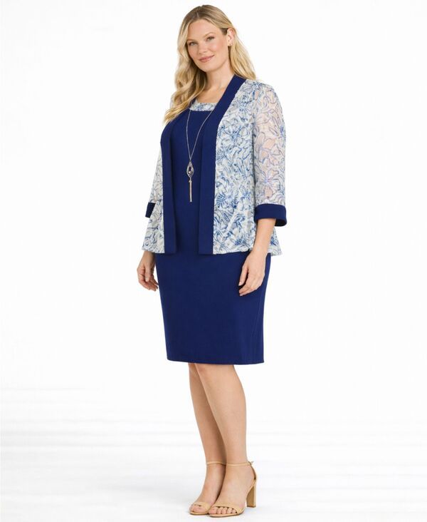 アールアンドエムリチャーズ レディース アウター ジャケット・ブルゾン プラスサイズ R M Richards Plusize Scoop Neck Dress Jacket 2Piece Set M