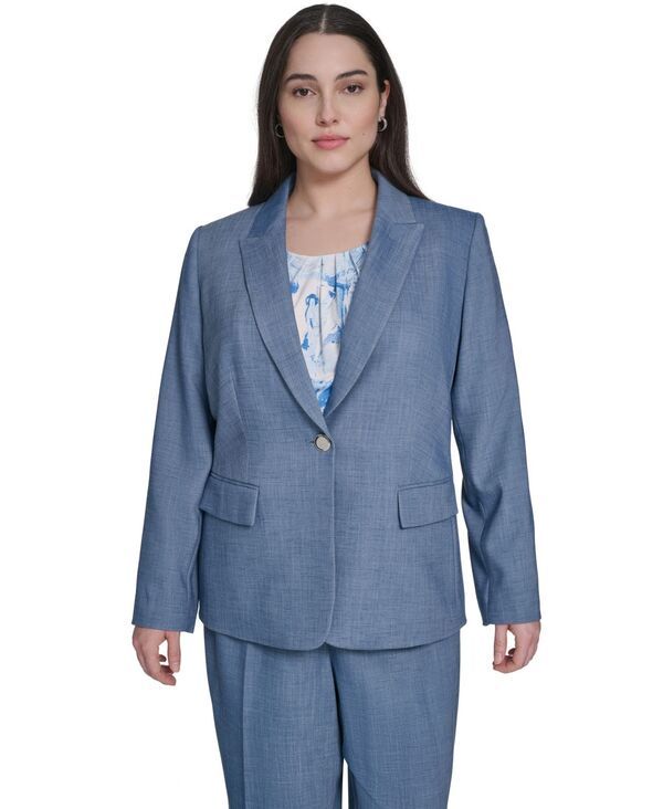 カルバンクライン レディース アウター ジャケット・ブルゾン プラスサイズ Calvin Klein Plusize OneButtonotch Collar Jacket Light Indigo