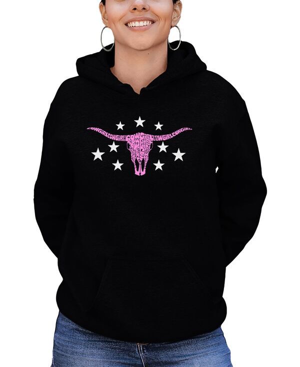 エルエーポップアート レディース アウター パーカー・スウェット シャツ LA Pop Art Womens Cowgirl Cowskull Word Art Hooded Sweatshirt B