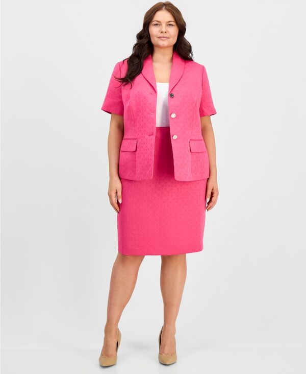 カスパール レディース ボトムスカート プラスサイズ Kasper Plusize Circle Jacquard KneeLength Pencil Skirt Pink Perfection ピン