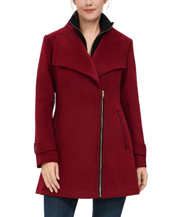 キミアンドカイ レディース アウター コート ウール kimi kai Womens Kinsley Wool Blend Zip Front Walking Coat Wine ワイン
