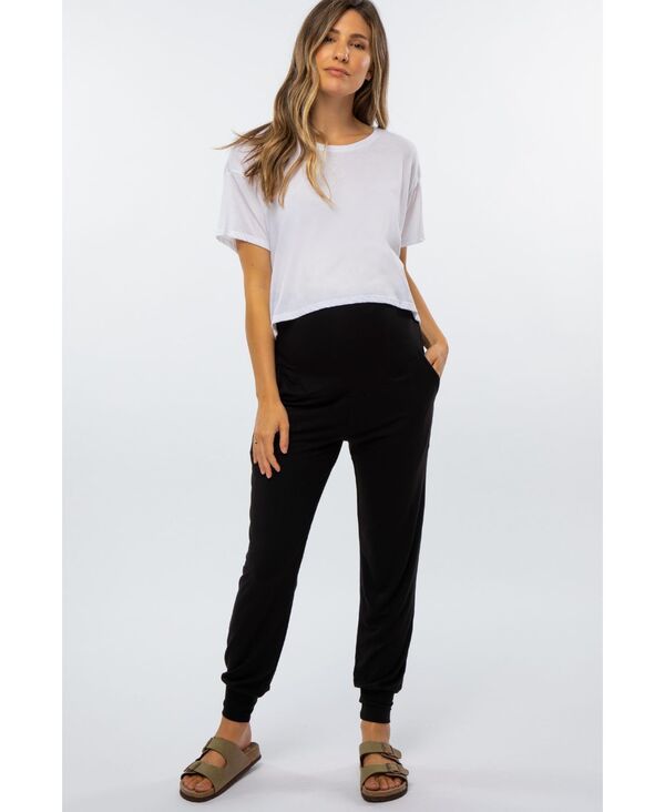 ピンクブラッシュ レディース ボトムス カジュアルパンツ マタニティ Pinkblush Maternity Navy Blue Band Jogger Pants Black ブラック