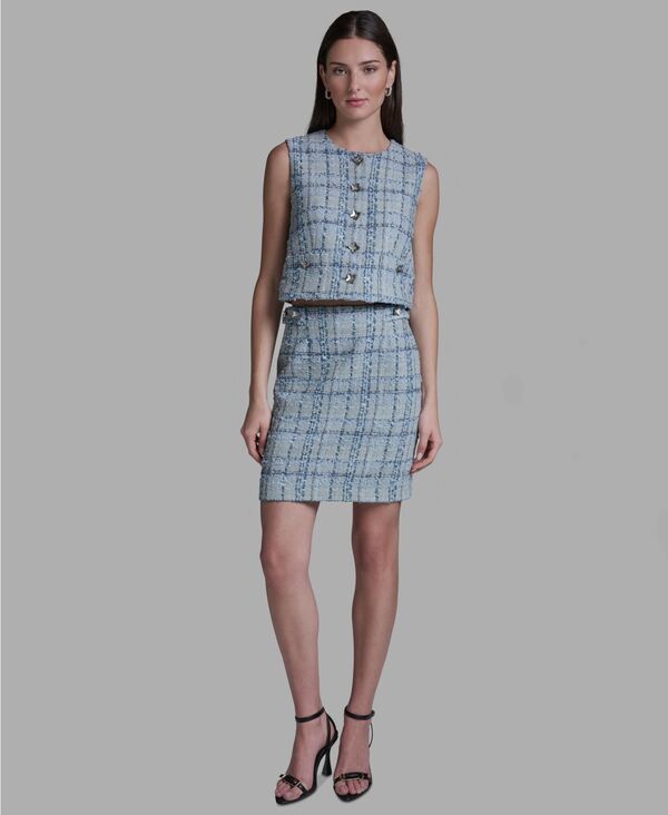 ビーシビージー レディース ボトムスカート ミニ ツイード BCBG Womens Tweed Zipper Mini Skirt Light French Sky